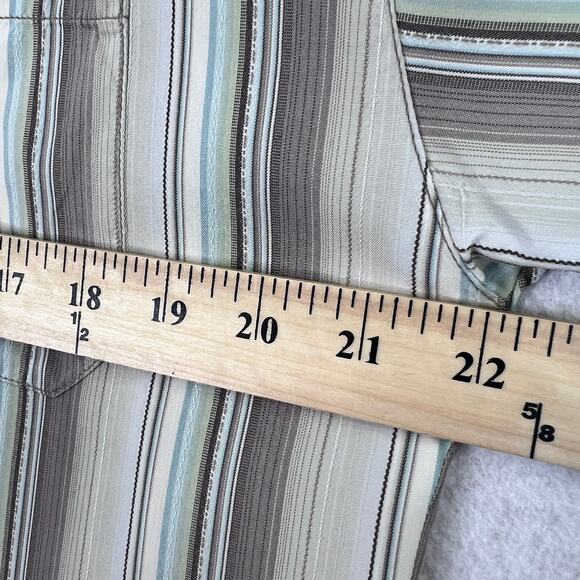 Tommy Bahama Silk Shirt Men's Medium Striped Button Up Short Sleeve Green Casual - Picture 12 of 13